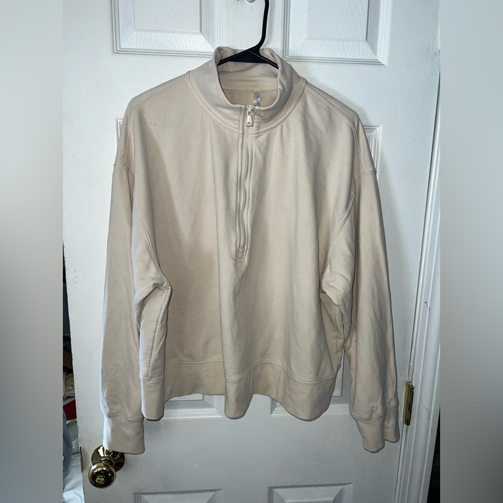 Fabletics Kat Half Zip Pullover In Tapioca Size 1x - image 2
